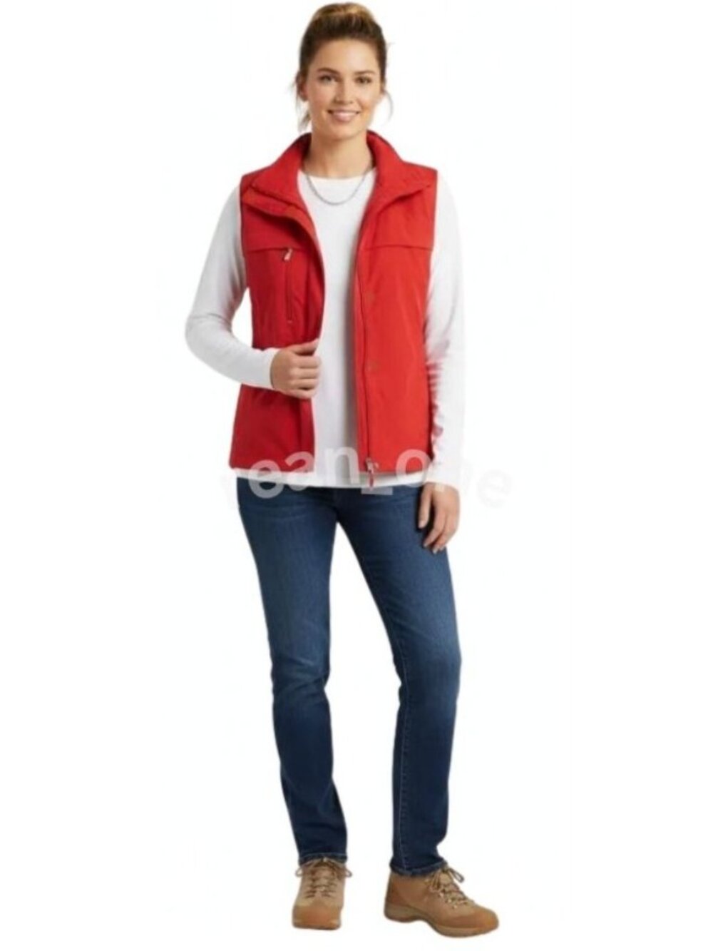 Allison Daley Red Full Zip Front Chest Pocket Lightweight Vest Women's Medium